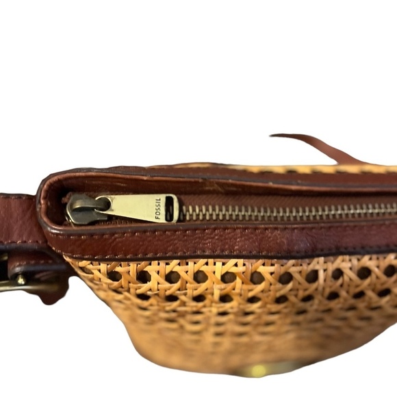 Fossil‎ Vintage Reissue Cane Wicker & Leather Bucket Crossbody Bag - Picture 8 of 13
